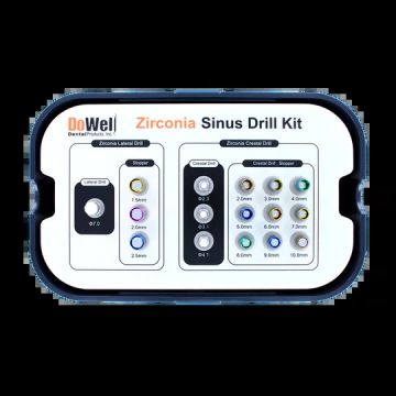 ZIRCONIA SINUS KIT - 3 CRESTAL DRILL (2.3, 3.1, 4.1MM) W/ 9 STOPPERS, 1 LATERAL DRILL(7MM) W/ 3 STOPPERS