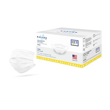 ASTM Level 1, Premium disposable face mask, made in the USA, White Tide