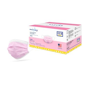 ASTM Level 3, Premium disposable face mask, made in the USA, Coral Pink -- Short
