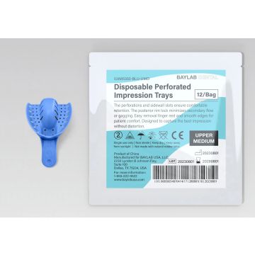 Disposable Perforated Impression Tray Blue Upper Medium
