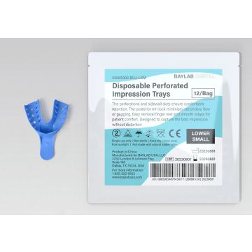 Disposable Perforated Impression Tray Blue Lower Small