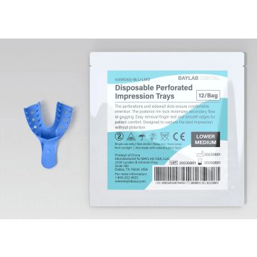 Disposable Perforated Impression Tray Blue Lower Medium