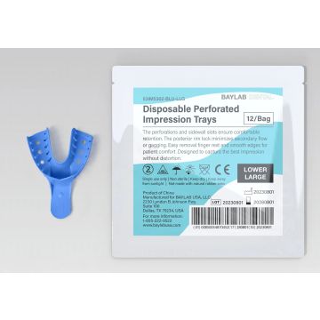 Disposable Perforated Impression Tray Blue Lower Large