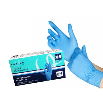 100% Nitrile Gloves - Blue, XS 200 pcs