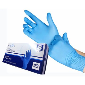 100% Nitrile Gloves - Blue, SM 100 pcs