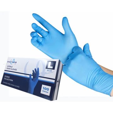 100% Nitrile Gloves - Blue, LG 100 pcs