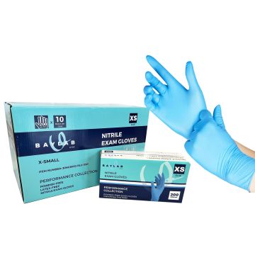 100% Nitrile Gloves - Blue, XS 200 pcs, CASE