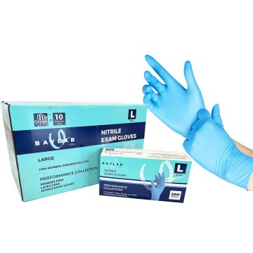 100% Nitrile Gloves - Blue, LG 200 pcs, CASE