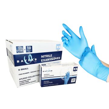 100% Nitrile Gloves - Blue, XS 100 pcs, CASE